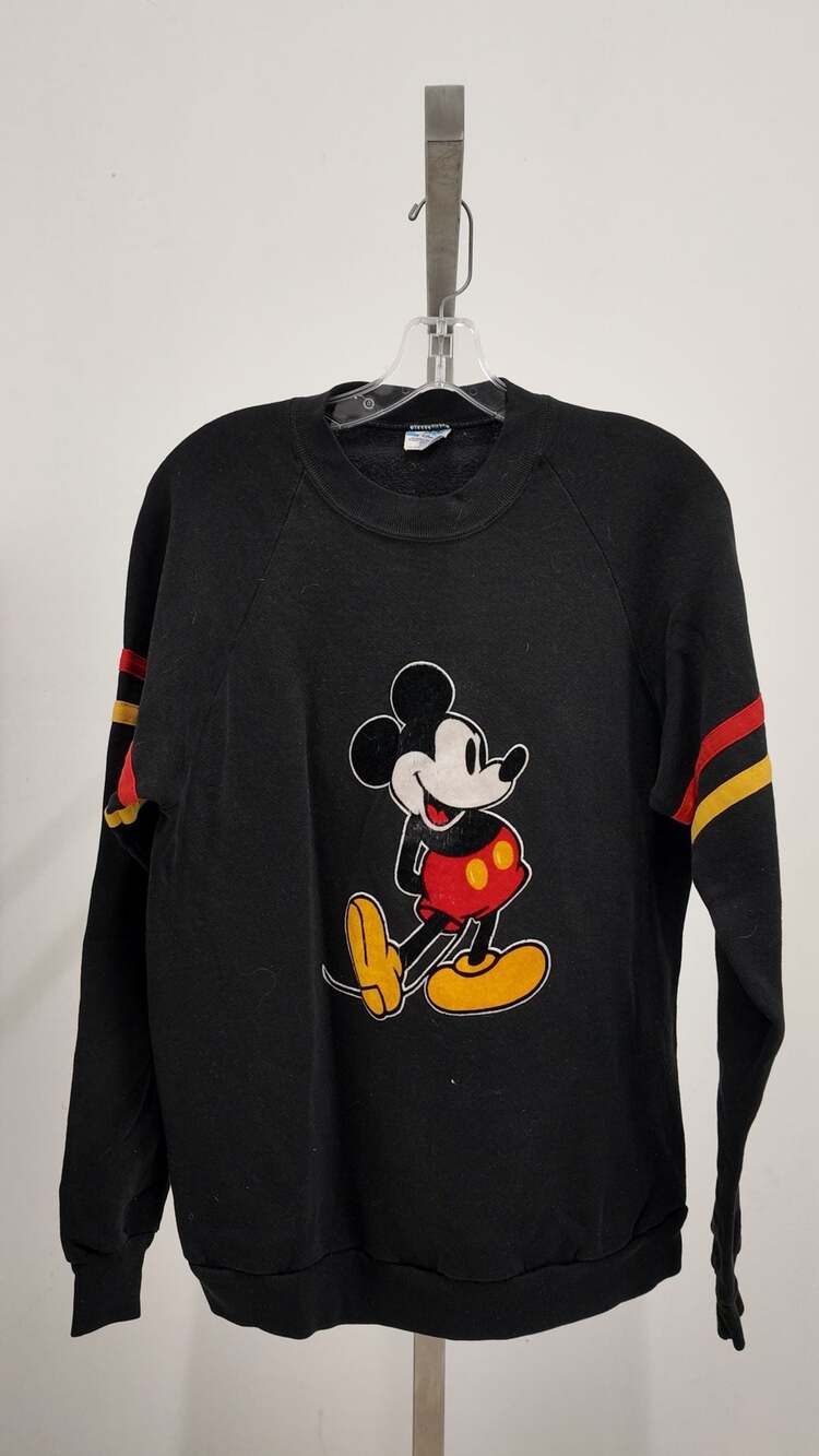 Vintage 80s Mickey Mouse "Character Fashions" Sweatshirt - Black (Size XL)